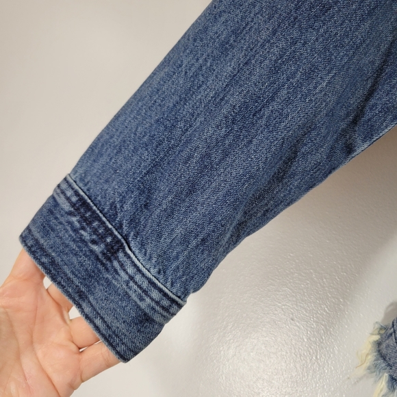 LUCKY BRAND x REMADE Waisted Trucker deconstructed distressed denim jacket - Picture 5 of 13